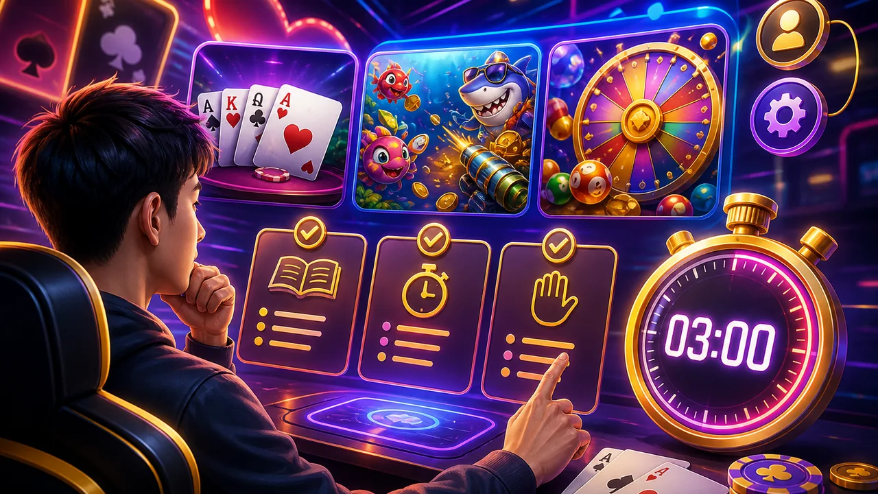 Ba phút chọn đúng nhịp chơi: cách chọn game phiên nhanh 555win cho người mới